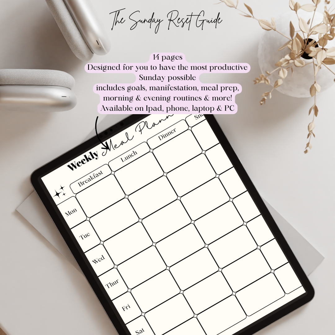 The Sunday Reset Ritual | Digital, Interactive Guide/Workbook